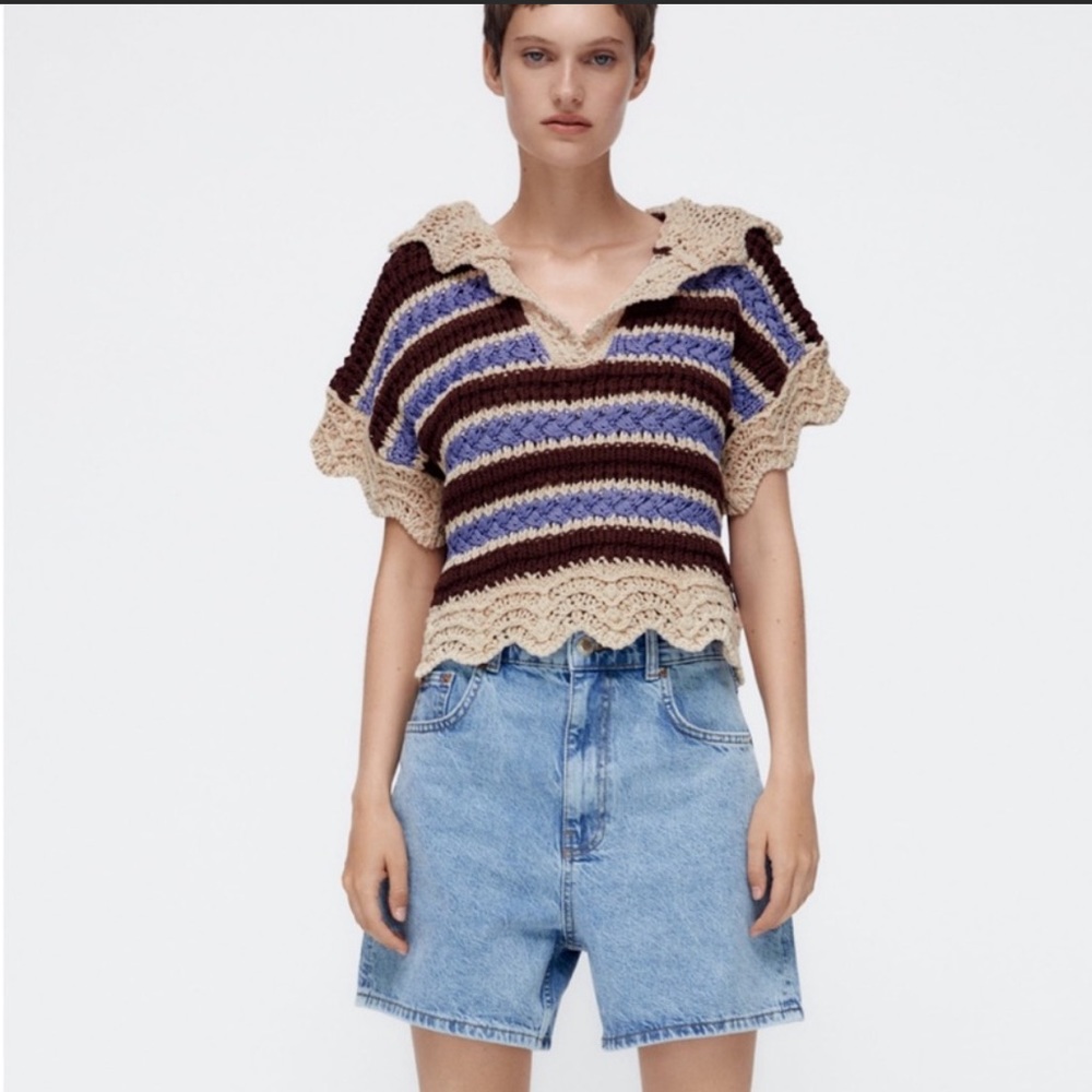 Zara Chunky Knit Stripe Sweater Size M